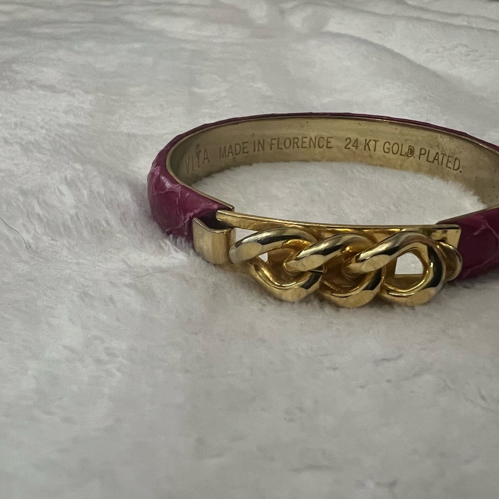 Gold Plated Chain Bracelet with Pink Band